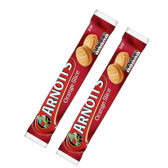 ORANGE Slice CREAM Biscuits (Pack of 2 x 250g EA) Two Lightly Golden Sweet Biscuits, Cream Filling with Real Orange Essence