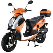 ORANGE TAOTAO Powermax 150cc Moped Scooter with Sports Style, Hand Brake, Key and Kick Start, Rear Trunk - Fully Assembled and Tested