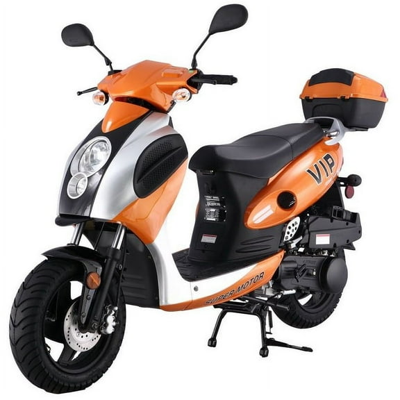 ORANGE TAOTAO Powermax 150cc Moped Scooter with Sports Style, Hand Brake, Key and Kick Start, Rear Trunk - Fully Assembled and Tested