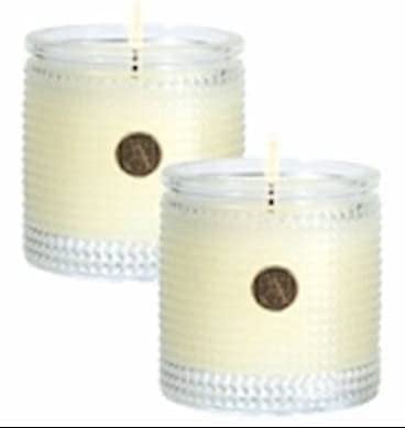 Aromatique Orange & Evergreen - Set of 2 Textured Glass Scented Jar Candle