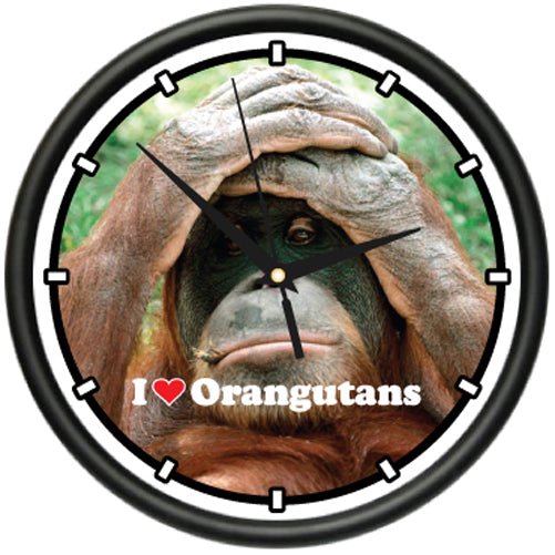ORANGUTAN Wall Clock zoo monkey decor art chimp gift