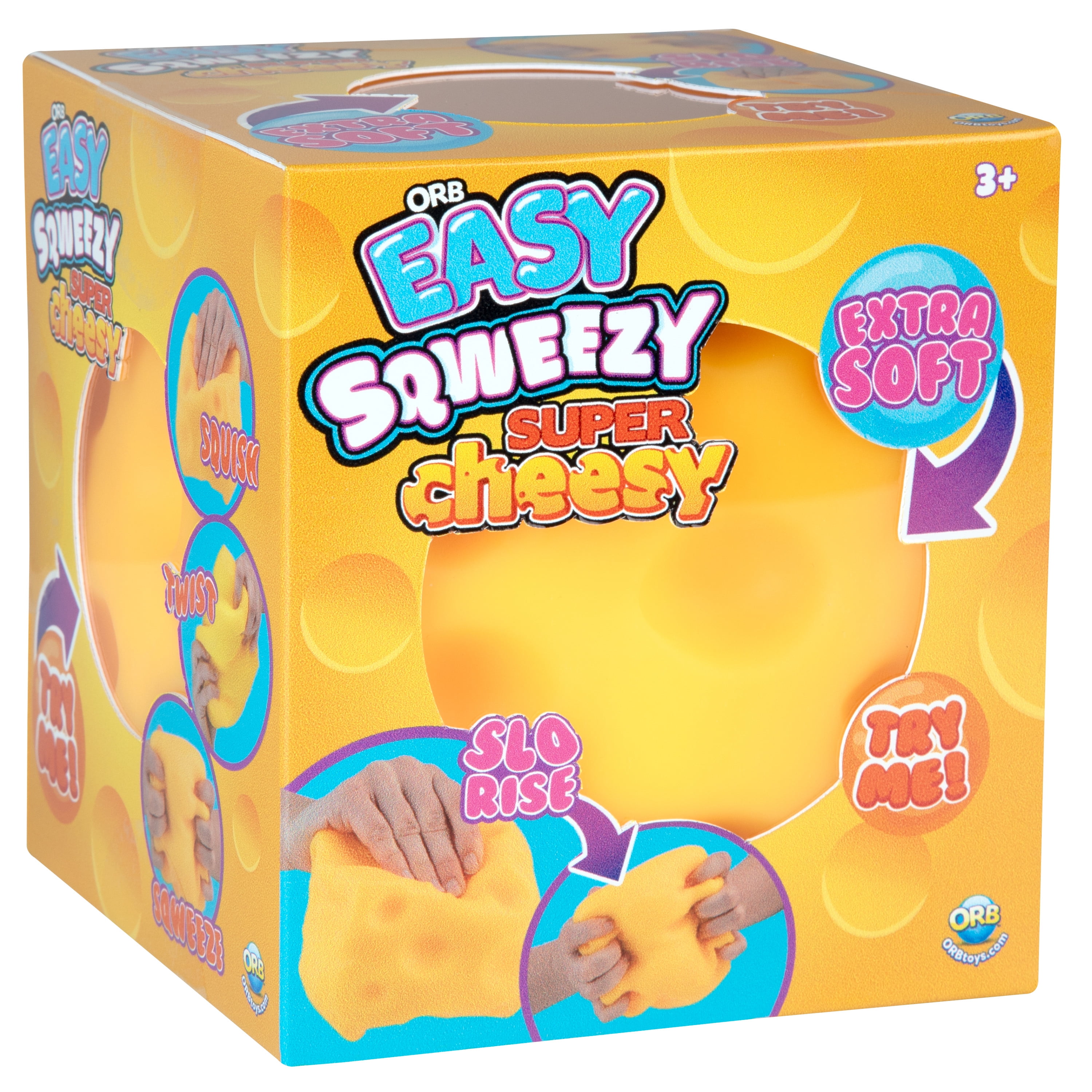 ORB™ Curiosities Easy Sqweezy Super Cheesy - Squish and Squeeze This Fun, Slow Rise, & Extra Soft Cheese for Stress Relief! Original Sensory/Fidget Toy for Kids & Adults