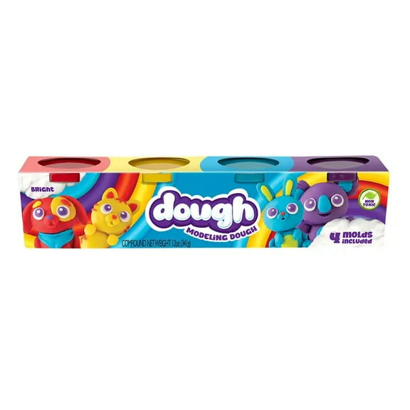 Dough Bright Modeling Dough 4-Pack (Purple, Teal, Yellow & Red)