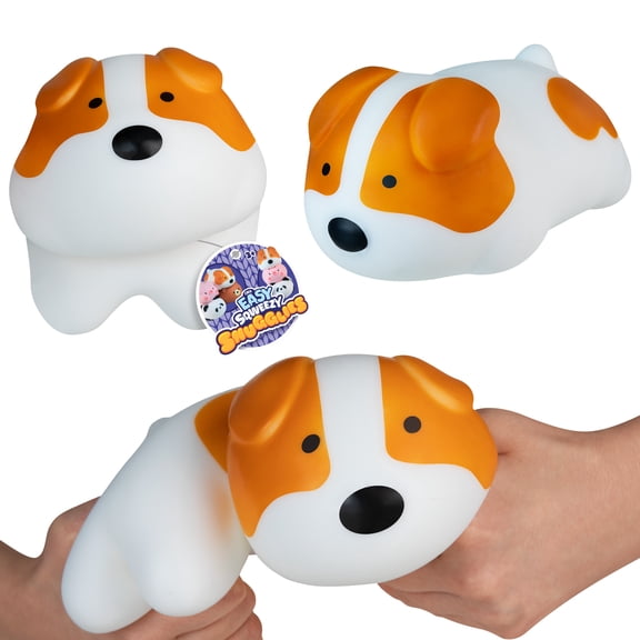 ORB Easy Sqweezy Snugglies Jumbo Squishy Dog - Stretch, Squeeze, Snuggle This Big, Fun, Slow Rising and Extra Soft Toy Pet Dog for Stress Relief - Stretchy and Squishy Fidget Toy for Kids and Adults