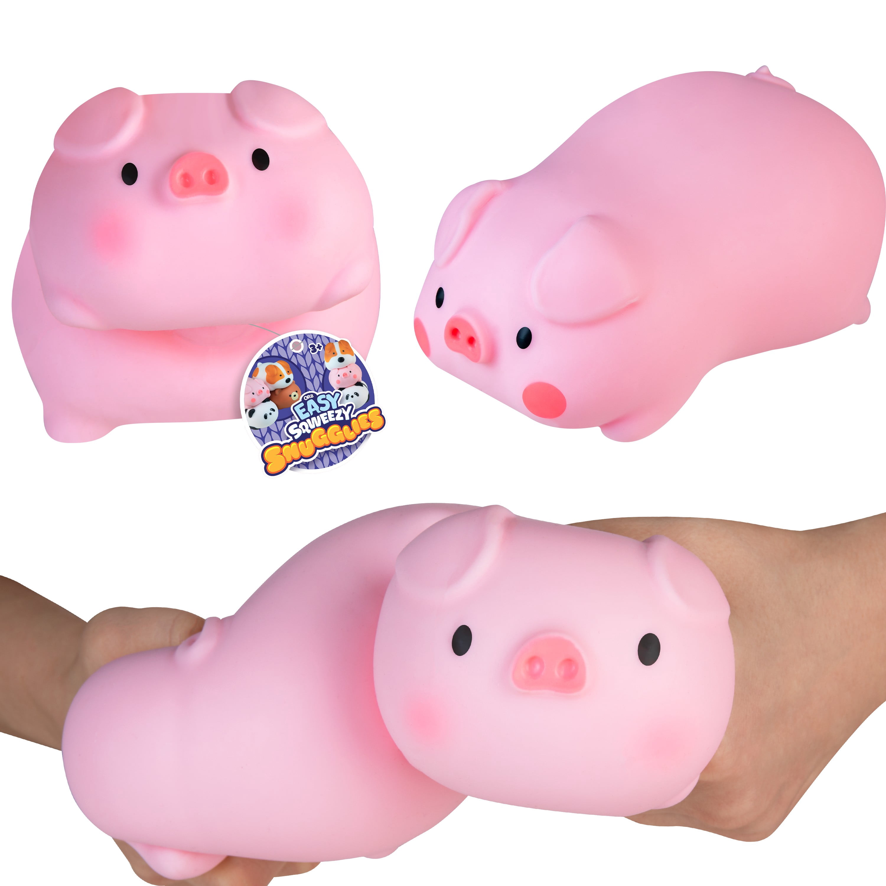 ORB Easy Sqweezy Snugglies Jumbo Squishy Pig - Stretch, Squeeze, Snuggle This Big, Fun, Slow Rising and Extra Soft Toy Pet Pig for Stress Relief - Stretchy and Squishy Fidget Toy for Kids and Adults