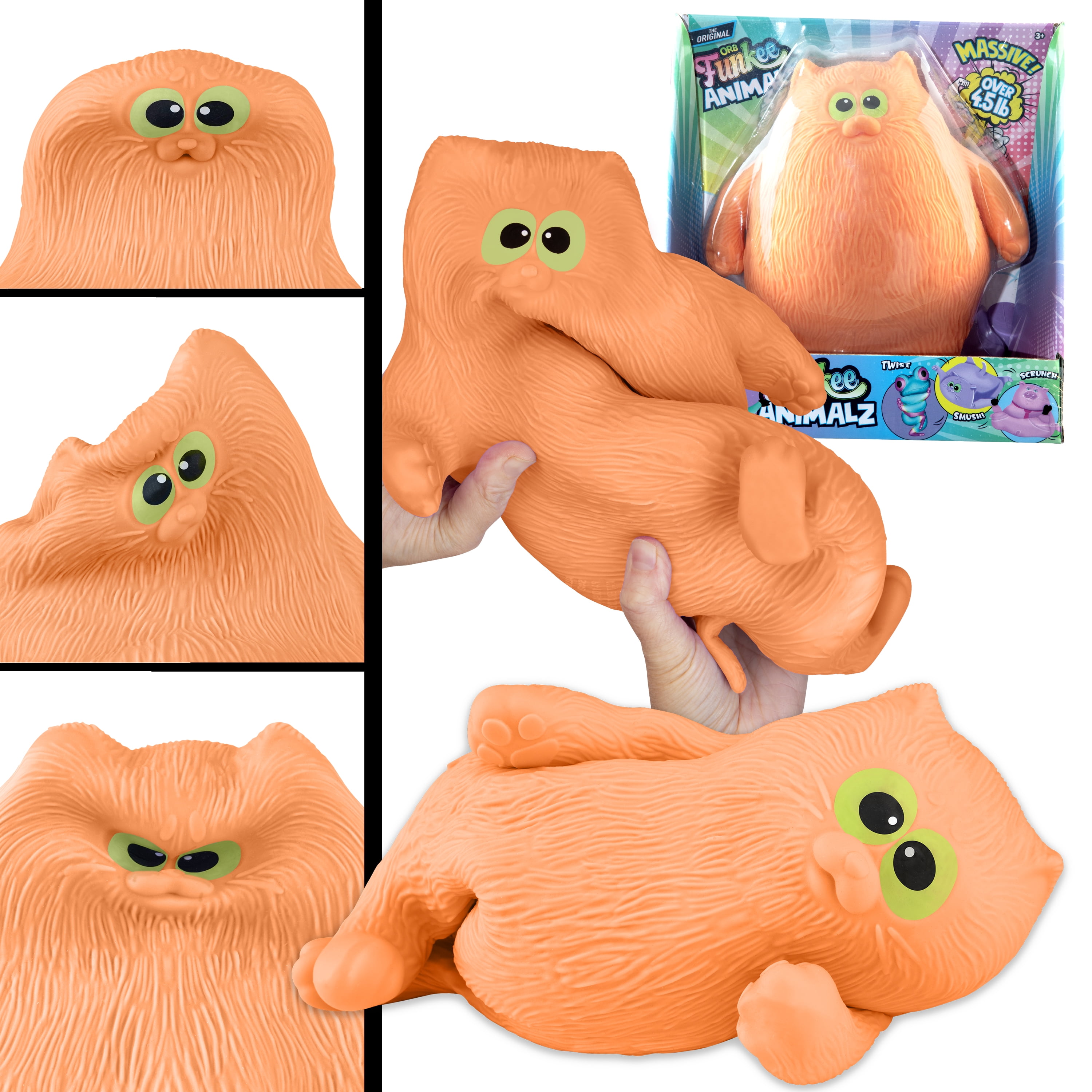 ORB™ Jumbo Funkee Cat (Orange) - 4.5 lbs Squishy Fidget Toy for