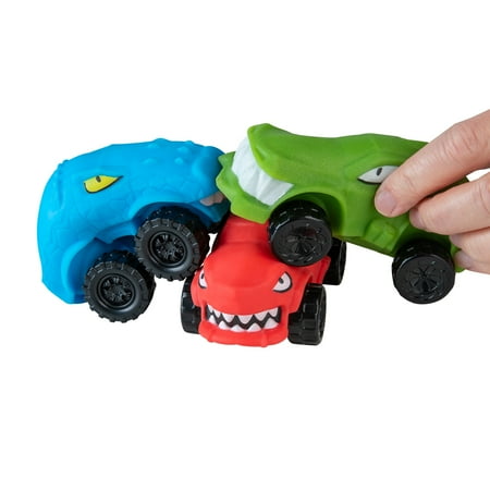 ORB Funkee Stretchee Racers Assorted Expressions 3 Pack - Race, Stretch, Squish, and Even Squeeze These Cars for Stress Relief - Funny Sensory/Fidget Collectible Toys & Gifts for Kids and Adults