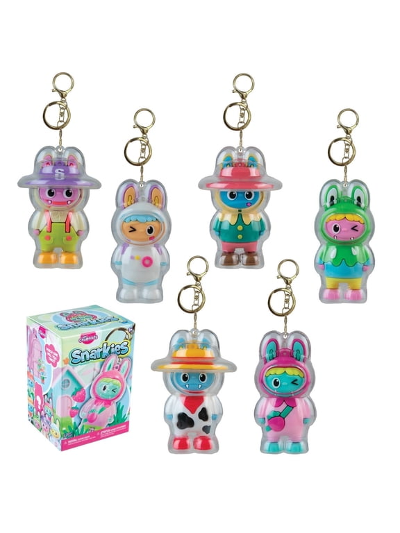 Cuties Keychain Charms Assorted Blind Box 3 Pack - 3 Individual Bubble Keychain Toys - Collectible Themed Animal Figure Charms for Backpacks, Keys, Wristlets, Handbags and More