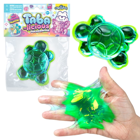 ORB Tabalicious Holographic TABA Squishy Turtle Toy - Cute Sticky Turtle TABA Animal Squishies with Holographic Surface - Fun Squishy Stress Ball Toys - Kawaii Sensory Fidget Toys for Kids and Adults
