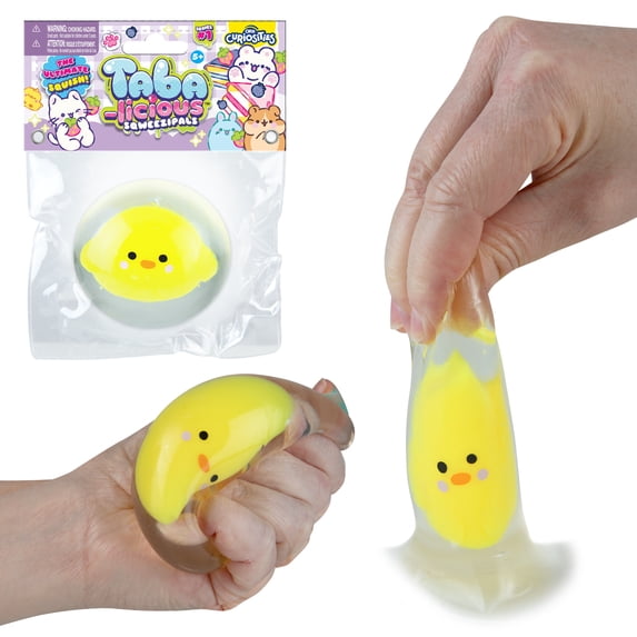 ORB Tabalicious SqweeziPals TABA Squishy Chick Toy - Cute Sticky TABA Clear Orb With Squishy Yellow Chick Inside - Animal Themed Stress Ball Squishies - Kawaii Sensory Fidget Toys for Kids and Adults