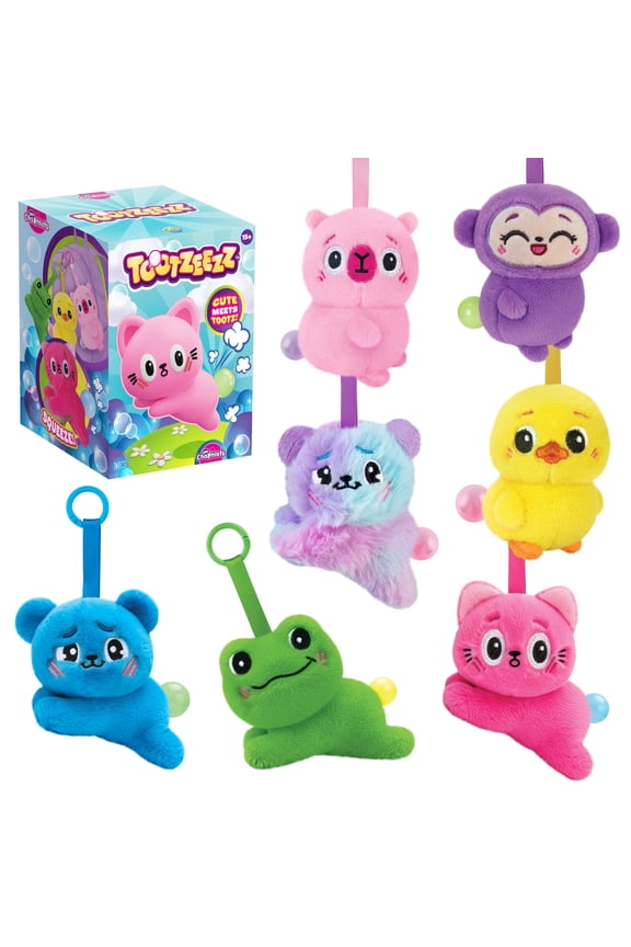 Tootzeez Animals Plush Blind Box Keychain Charms - 1 Assorted Tootzeez Animal Fidget Plush Toy Charm - Squeeze for an Cute Toot Bubble - Collectible Squeeze Toys for Backpacks Keys Handbags More