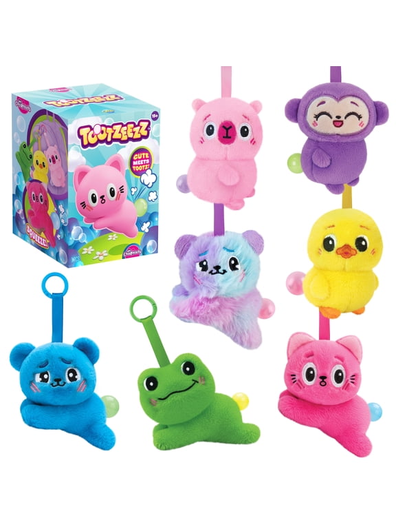 Tootzeez Animals Plush Blind Box Keychain Charms - 1 Assorted Tootzeez Animal Fidget Plush Toy Charm - Squeeze for an Cute Toot Bubble - Collectible Squeeze Toys for Backpacks Keys Handbags More
