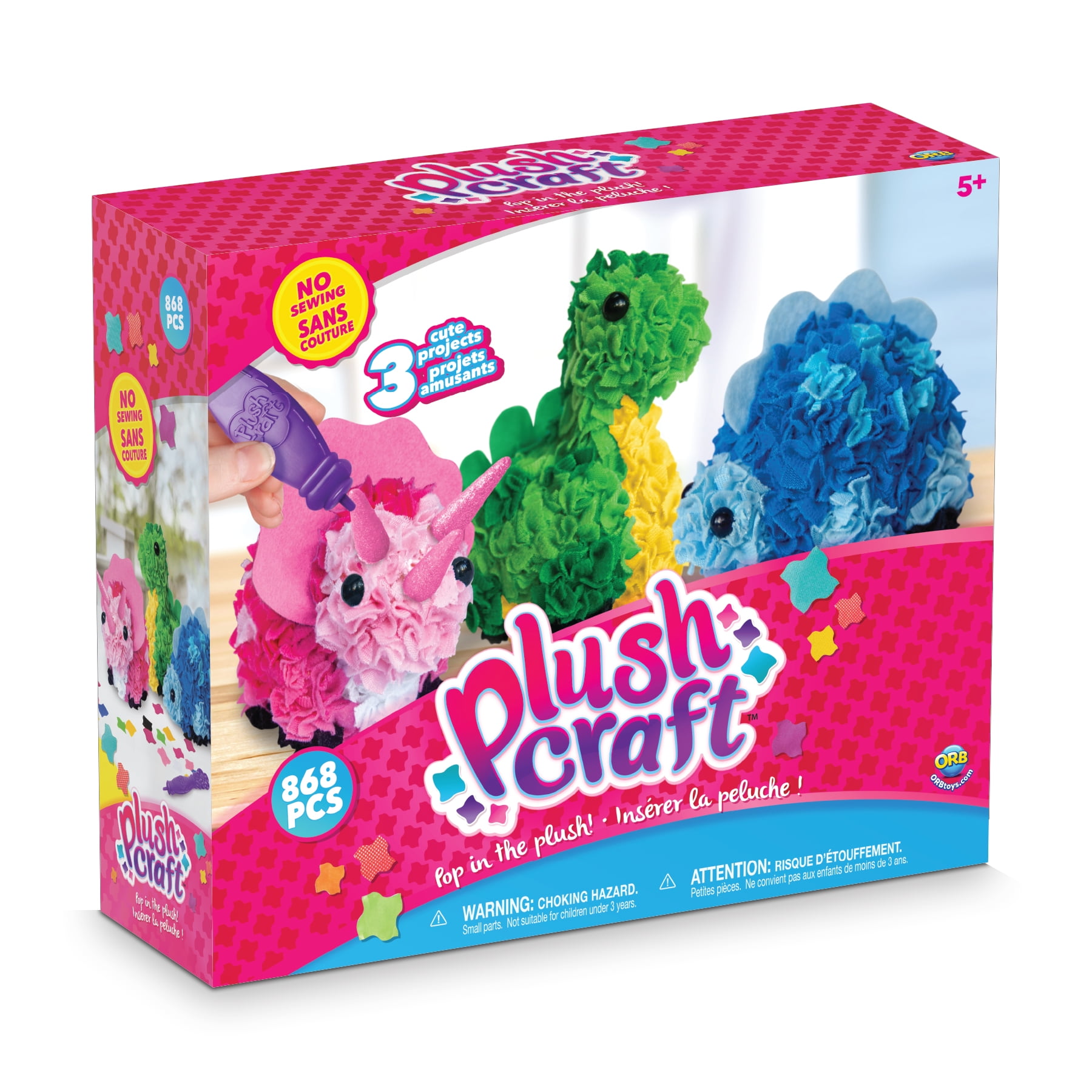 ORB Toys PlushCraft 3D Mini DIY Plush Toy Crafting Kit 3 Pack - Dinos