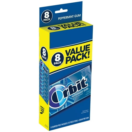 ORBIT Peppermint Sugar Free Gum, Value Pack (8 Packs Total)