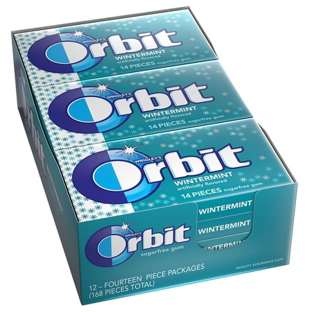 ORBIT Wintermint Sugarfree Chewing Gum, 14 Pieces (Pack of 12)