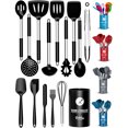 thumbnail image 1 of ORBLUE Silicone Cooking Utensil Set, 14-Piece Kitchen Utensils with Holder, Safe Food-Grade Silicone Heads and Stainless Steel Handles with Heat-Proof Silicone Handle Covers, Black, 1 of 8