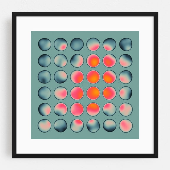 ORBS (30) - Digital Art Geometric Abstract Modern Art Pattern Minimalist Psychedelic Retro Black Framed Wall Art Print 12 x 12 inches