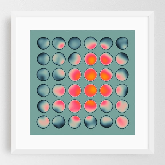 ORBS (30) - Digital Art Geometric Abstract Modern Art Pattern Minimalist Psychedelic Retro White Framed Wall Art Print 10 x 10 inches