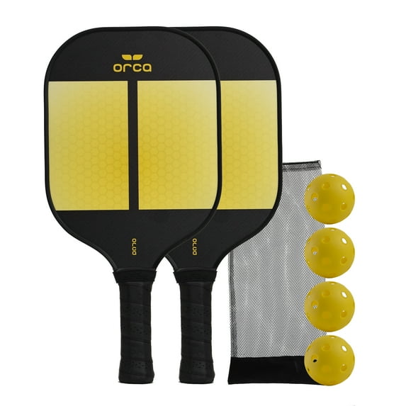 ORCA Amity 7.6 oz Pickleball Paddle Deluxe Combo Set, New, Carbon Fiber Material. USAPA Approved. Includes 7 Items. 2-Paddles, 4-Balls, 1-Storage Bag