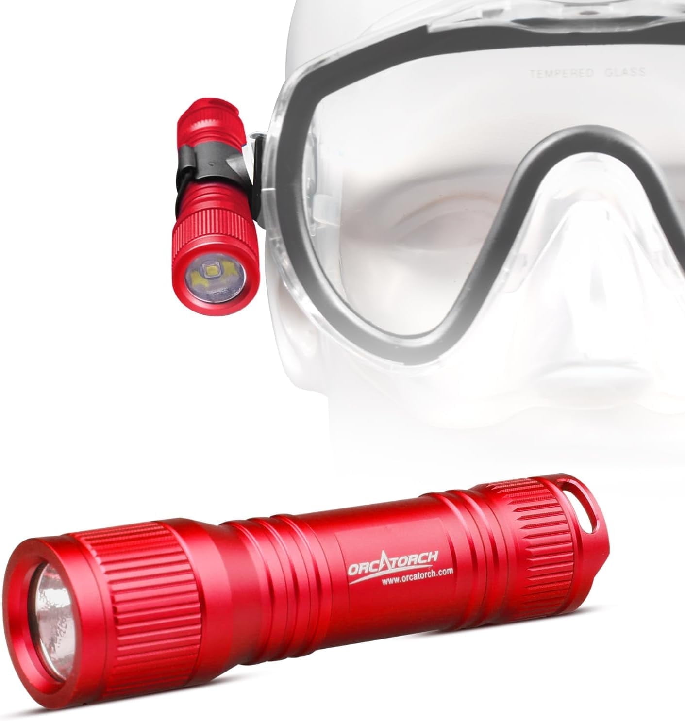 ORCATORCH D560 Mini Scuba Dive 650 Lumen Headlamp with 360 Degree Rotatable Mask Clip