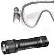 ORCATORCH D560 Mini Scuba Dive Light Headlamp 650 Lumen Mask Diving Flashlight with 360  Rotatable Mask Clip, Underwater 150m Backup Headlight with Rotary Switch Not Included Snorkel Mask Black