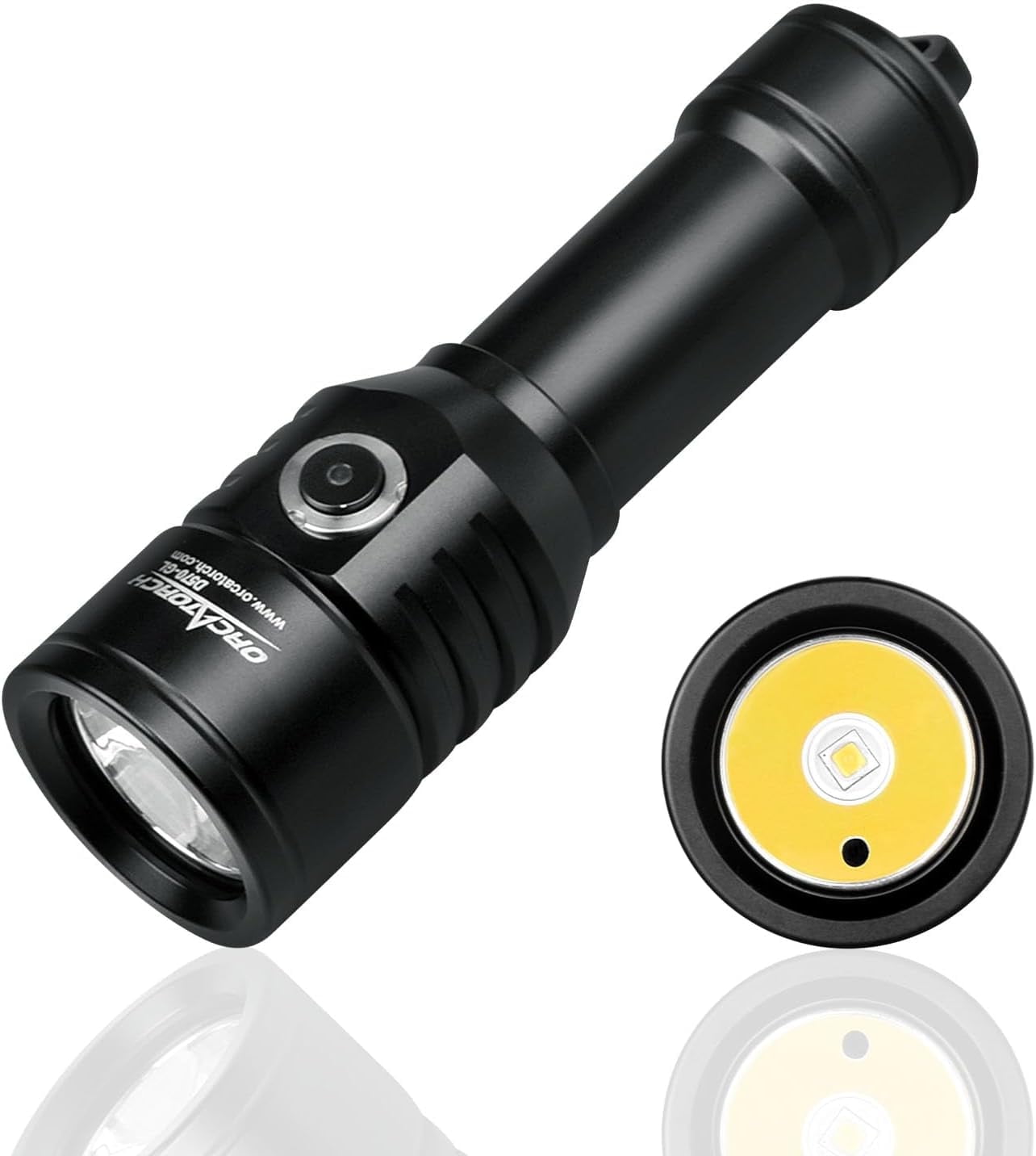 ORCATORCH D570-GL 2.0 Scuba Diving Signal Light 1500 Lumens Underwater Flashlight, 1000M Green Beam and White LED Combo, Rechargeable Battery for Night Dive Training Instructor Cave Exploration