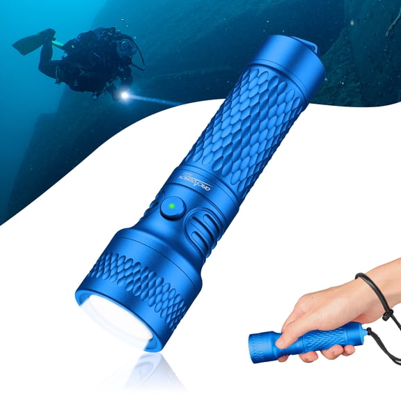 ORCATORCH ORCA7 Dive Light, 3000 Lumens SOS Signal Scuba Diving Flashlight, 6 Narrow Beam Underwater Torch Cave Exploration&Technical Scuba Gear(Blue)