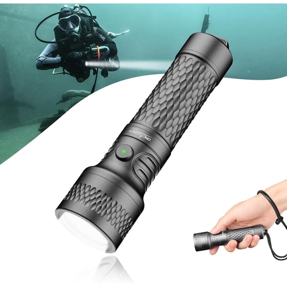 ORCATORCH ORCA7 Dive Light, 3000 Lumens SOS Signal Scuba Diving Flashlight, 6 Narrow Beam Underwater Torch, IP68 Waterproof Rated to 150M for Night Diving(Gray)