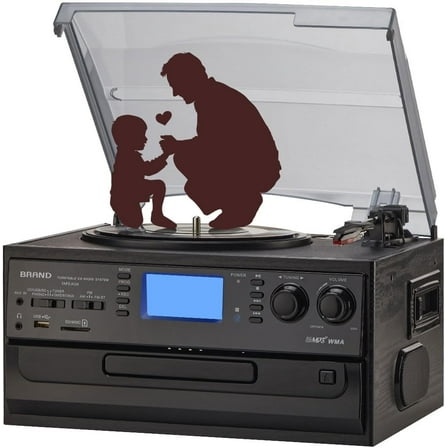 ORCC 10-in-1 Bluetooth Turntable Record Player with Built-in Speaker, Vinyl Turntable CD Cassette and FM/AM Radio Combo, AUX in RCA Out USB MP3 Recording Headphone  Compact