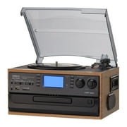 ORCC 10-in-1 Bluetooth Turntable Record Player for Vinyl Records with CD Cassette FM/AM Radio Combo