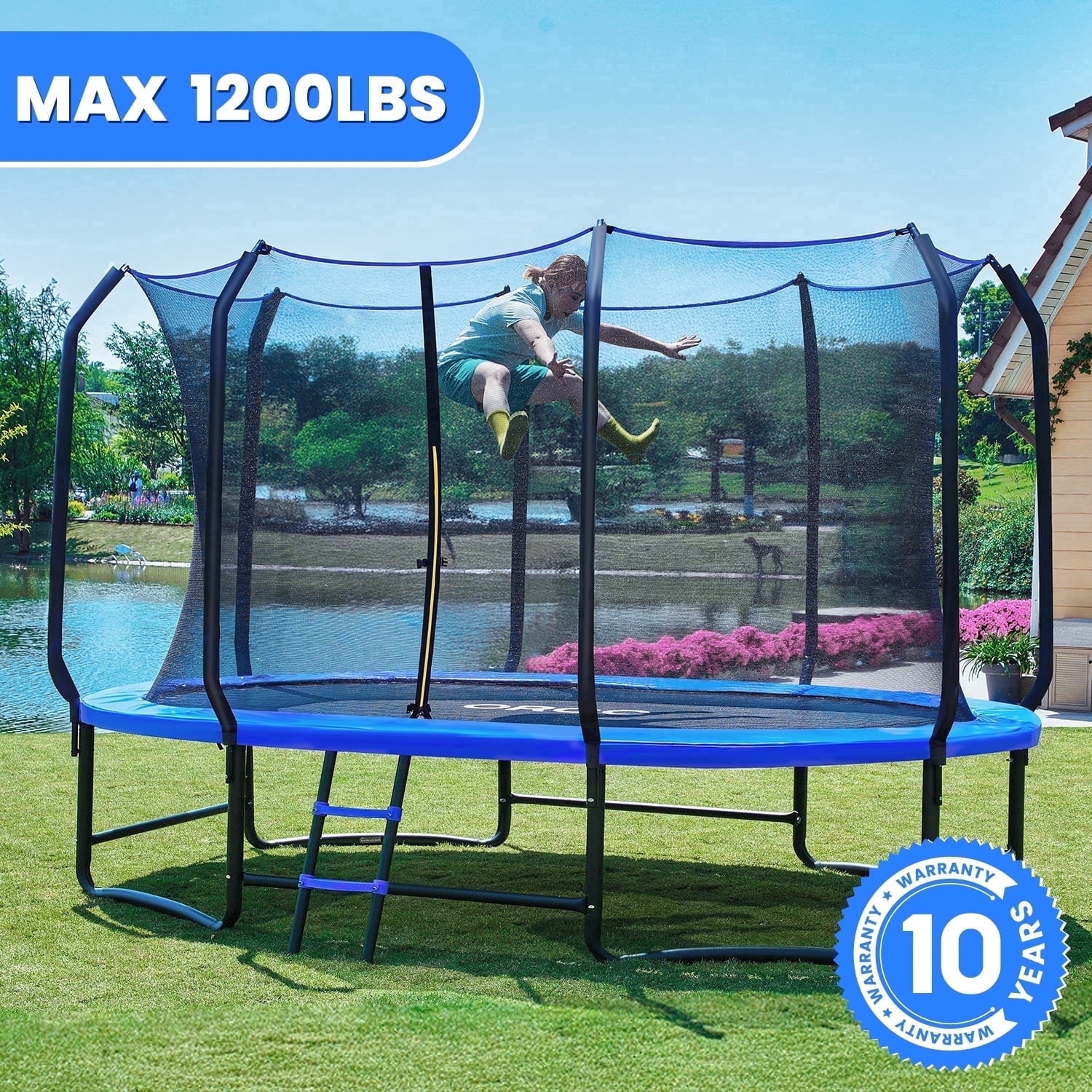 ORCC 1200LBS Capacity Oval 8X13FT Heavy-Duty Yard Trampoline for
