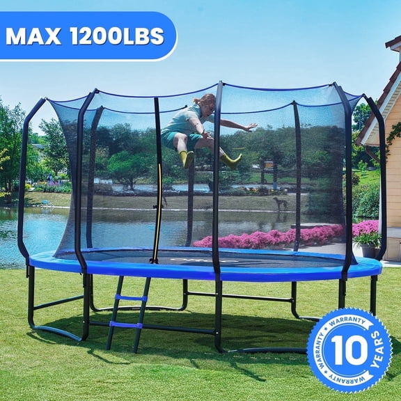 ORCC 1200LBS Capacity Oval 8X13FT Heavy-Duty Yard Trampoline for Kids & Adults with Safety Enclosure, 1.6mm Thickened Steel Frame & Reinforced Legs, Outdoor Gymnastics Trampoline