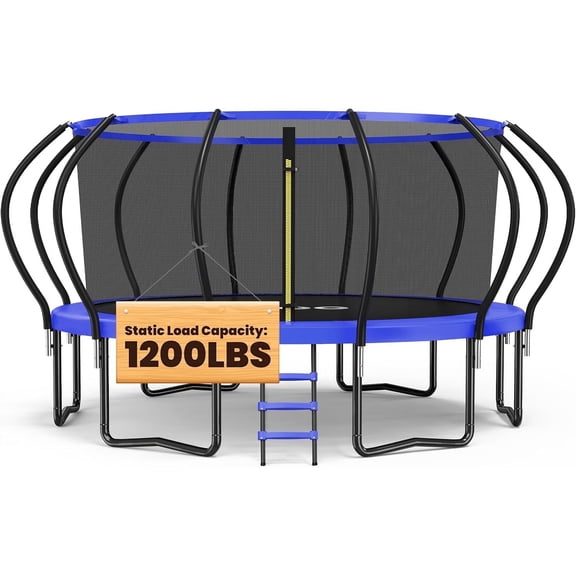 ORCC 1200LBS Weight Capacity Heavy-Duty Trampoline 16 15 14 12 10 8FT Outdoor Yard Trampolines for Kids Adults with Safety Enclosure