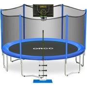 ORCC 1200LBS Weight Capacity Trampoline 16 15 14 12 10 8ft Kids Recreational Trampolines with Basketball Hoop Enclosure Net Ladder Outdoor Backyard Family