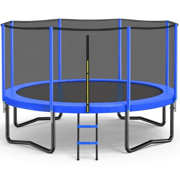Zupapa 14FT 12FT 10FT 8FT Trampoline for Kids and Adults, 450 LBS Weight Capacity, with Safety Enclosure Net, Ladder, Heavy-Duty Galvanized Steel Frame, Outdoor Backyard Jumping Toy