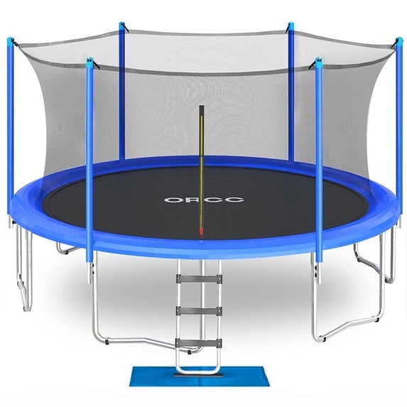Zupapa 14FT 12FT 10FT 8FT Trampoline for Kids and Adults, 450 LBS Weight Capacity, with Safety Enclosure Net, Ladder, Heavy-Duty Galvanized Steel Frame, Outdoor Backyard Jumping Toy