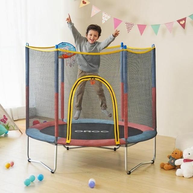 ORCC Kids Trampoline for Indoor and Outdoor,55"/60" Toddler Trampoline with Safety Enclosure and