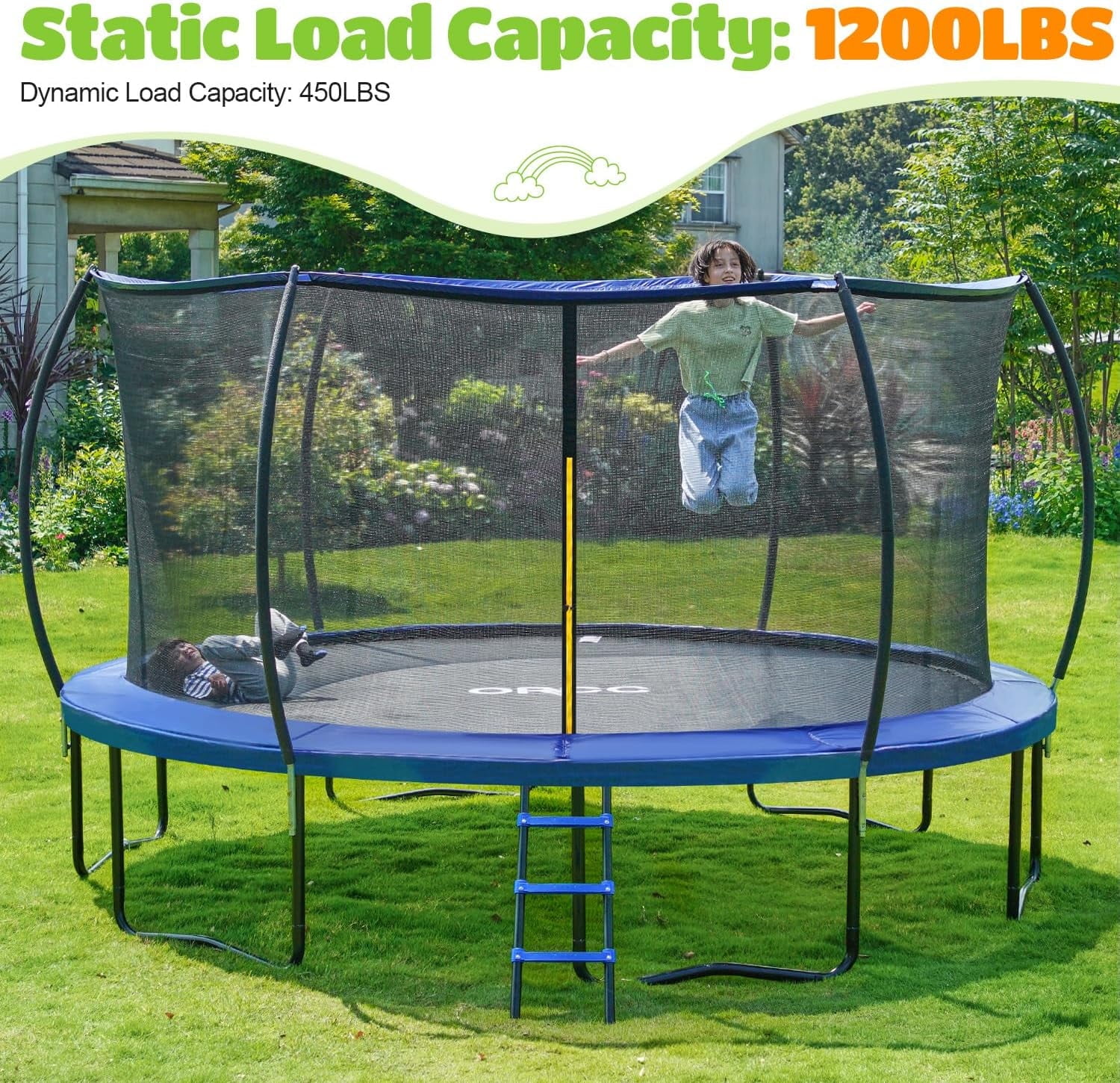 ORCC Trampoline for Kids Adults 1200 lbs Capacity Outdoor Trampolines 16 15 14 12 10ft