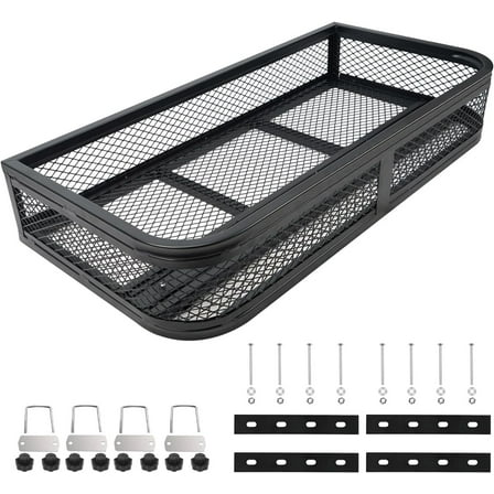 ORCISH Heavy Duty ATV Front Cargo Basket, 17" W x 36" L x 6" H ATV Storage, ATV Racks and Baskets with Steel Mesh Surface, ATV Cargo Box, ATV Attachments for Luggage Carrier, Include Mounting Kit