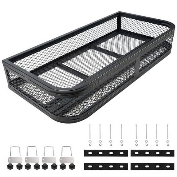 ORCISH Heavy Duty ATV Front Cargo Basket, 17" W x 36" L x 6" H ATV Storage, ATV Racks and Baskets with Steel Mesh Surface, ATV Cargo Box, ATV Attachments for Luggage Carrier, Include Mounting Kit