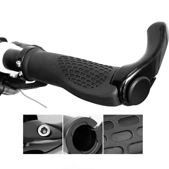 SOPOTUTU Black Aluminum Handlebar Grips for Road and Mountain Bikes, Comfortable Non- Bike Handle Covers