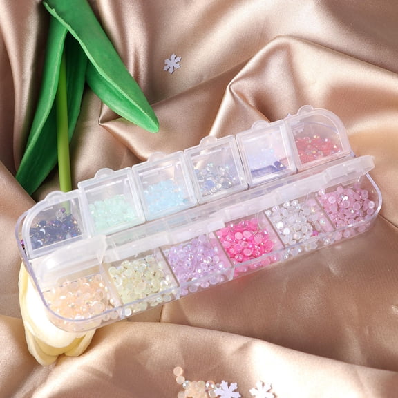 ORDDIART 1 Set Acrylic Accessories For Nail Art Decoration Assorted Color Round Shape 12 Slots 5.1x1.9in