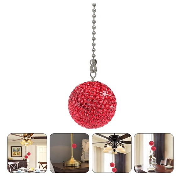 SOPOTUTU Beaded Red Durable Rhinestone Stainless Steel Ceiling Fan 1Set