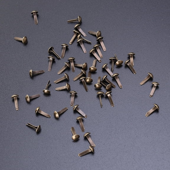 ORDDIART 100Pcs Brads for Paper Crafts and Scrapbooking Round Head Fasteners Bronze Coffee