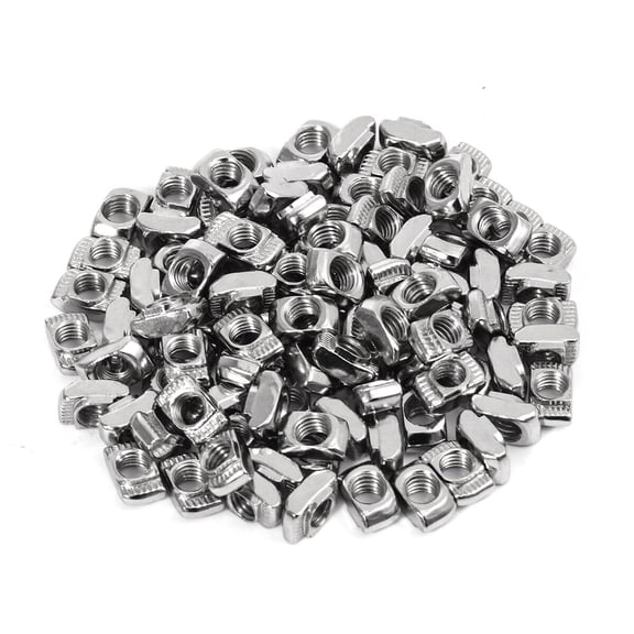 ORDDIART 100Pcs Aluminum T Nut M5 Thread Carbon Steel Plated Silver for 20x20mm T Slot Extrusions