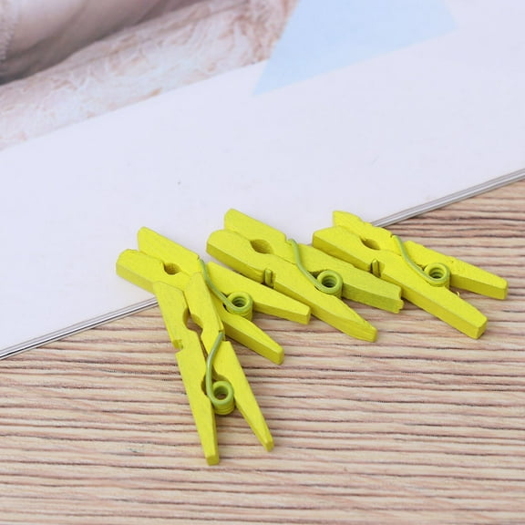 ORDDIART 100Pcs Photo Paper Clips for Homeowners Yellow Wooden Photo Clips