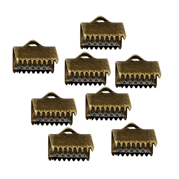 BESTYASH Ribbon Crimp Clamp Ends Metal Fasteners Dark Brown 100 Pieces for Jewelry Making and Craft Projects