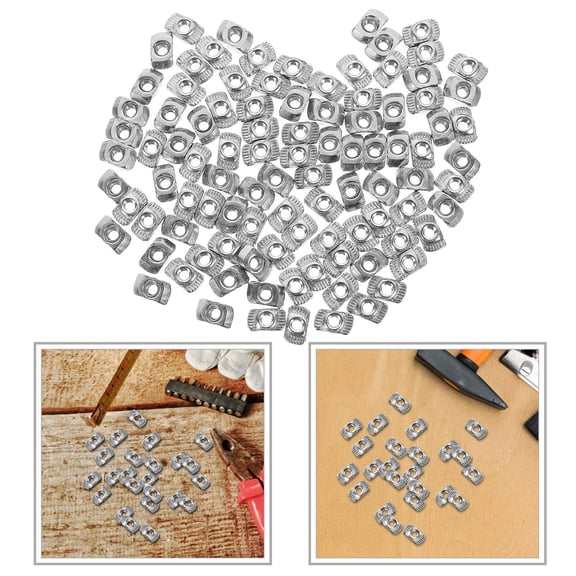 ORDDIART 100Pcs T-Nuts Threaded Block for Aluminum Extrusion Systems Nickel Plated Carbon Steel