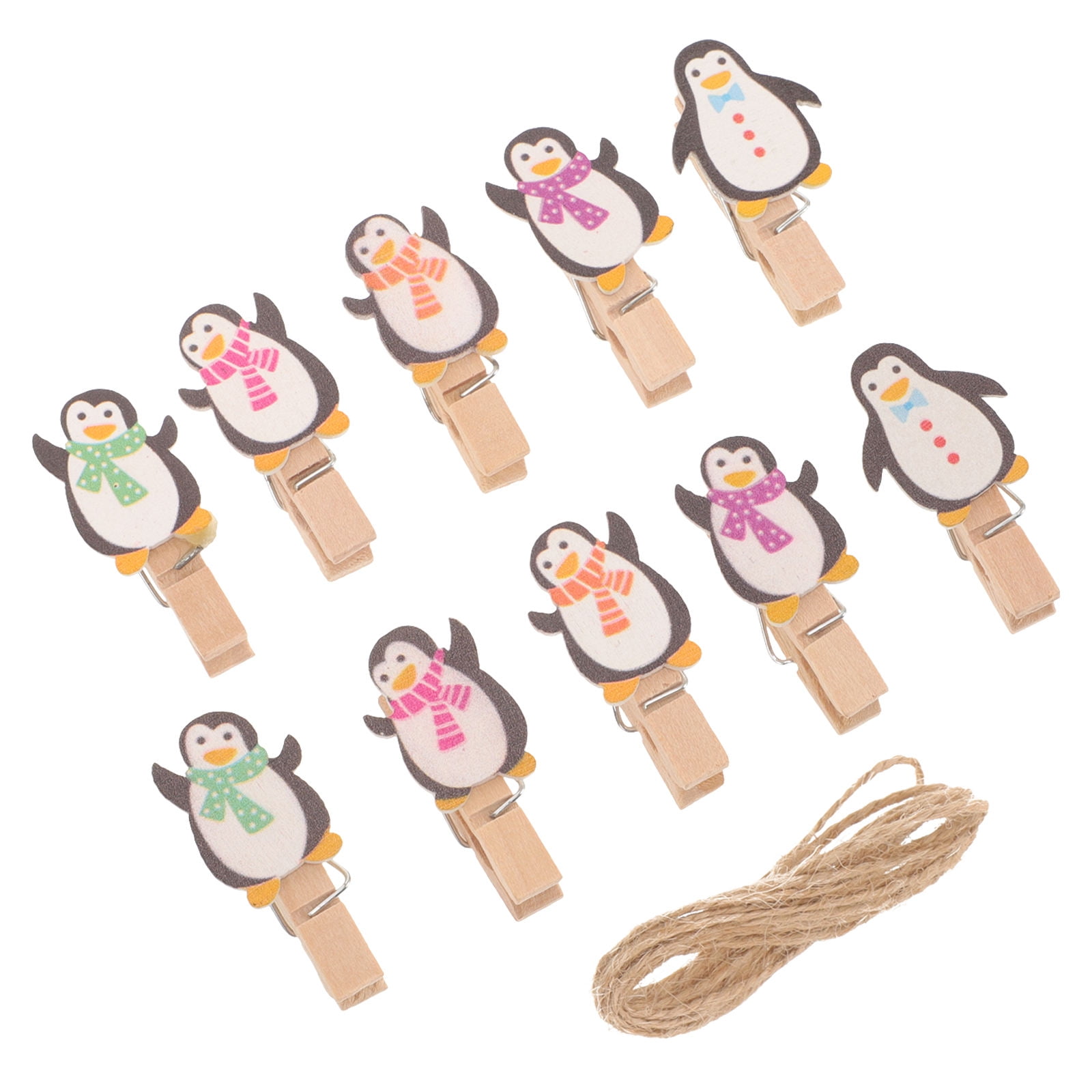 ORDDIART 10Pcs Cartoon Style Penguin Shaped Wood Clips For Clamping ...