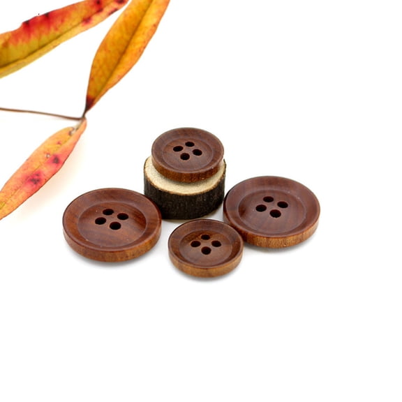 10pcs 20mm Round Wooden Buttons with 4 Holes for Sewing, Crafting, Clothing, Accessories, Scrapbooking, and Home Decor